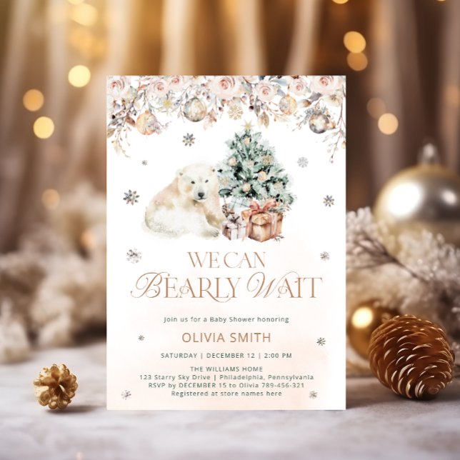 We Can Bearly Wait Winter Bear Baby Shower Invitation (Creator Uploaded)
