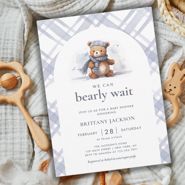 We Can Bearly Wait Winter Bear Baby Shower Invitation (Creator Uploaded)