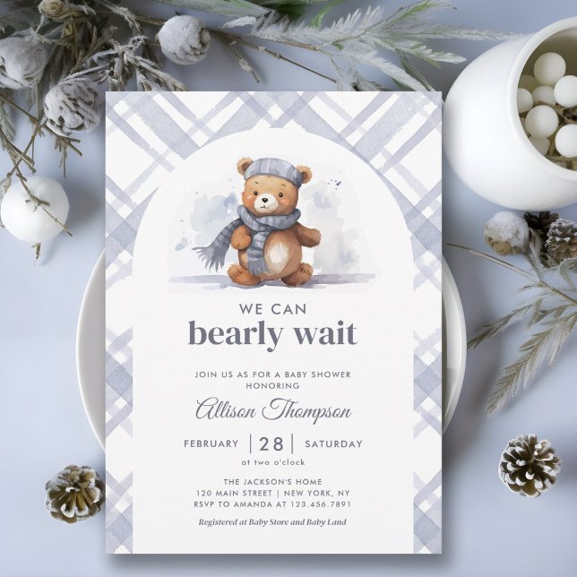 We Can Bearly Wait Winter Boy Baby Shower Invitation (Creator Uploaded)