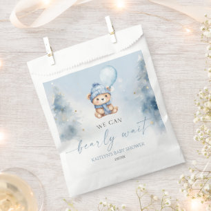 We Can Bearly Wait Winter Teddy Bear Baby Shower Favour Bag
