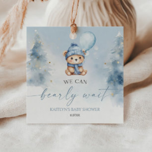 We Can Bearly Wait Winter Teddy Bear Baby Shower Favour Tags