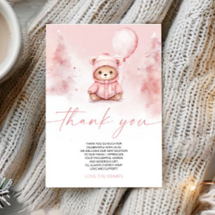 We Can Bearly Wait Winter Teddy Bear Baby Shower Thank You Card