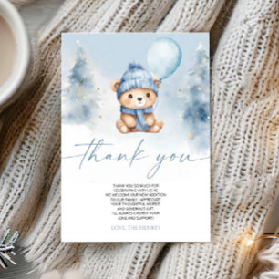 We Can Bearly Wait Winter Teddy Bear Baby Shower Thank You Card