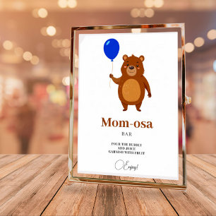 We Can Bearly Wait Wood Baby Shower Mom-osa Bar Poster