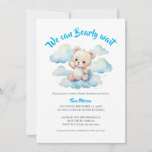 We can Bearly wait woodland baby bear shower  Invitation