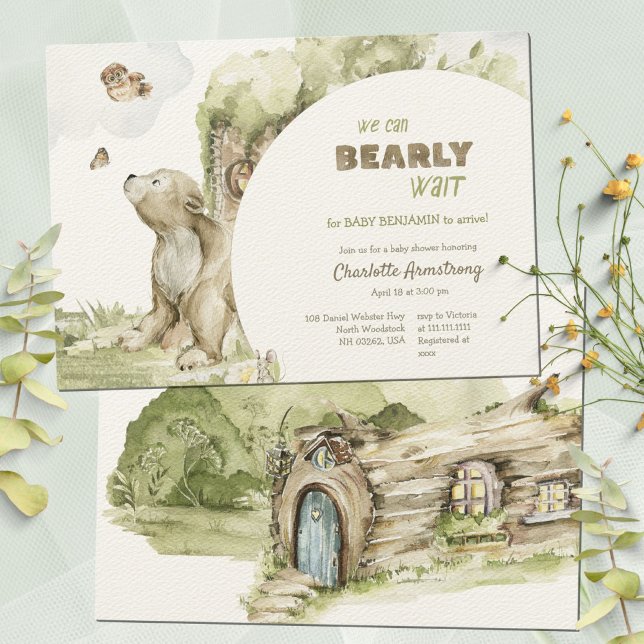We Can Bearly Wait Woodland Baby Shower Invitation (We Can Bearly Wait Woodland Baby Shower Invitation ©Susanne Sachers - Sunny Mind 🌞)