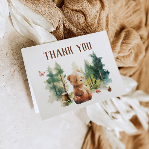 We Can Bearly Wait Woodland Baby Shower Thank You Invitation