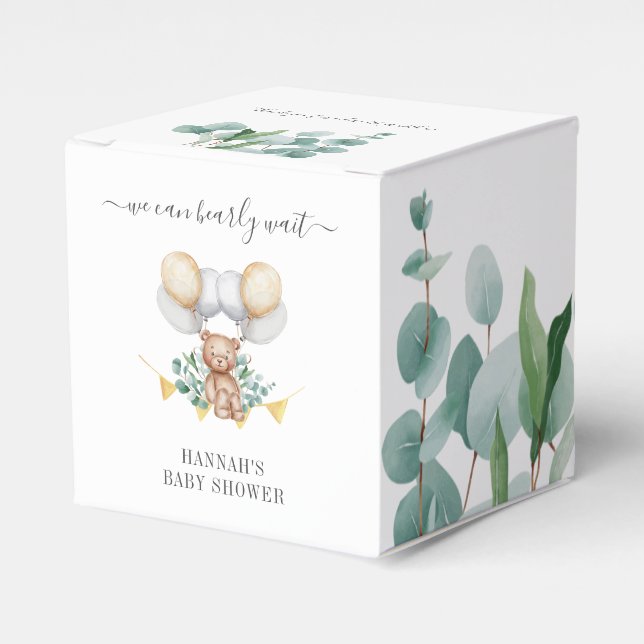 We Can Bearly Wait Woodland Bear Baby Shower Favour Box (Front Side)