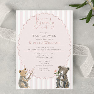 We can bearly wait Woodland Bear Baby Shower Invitation