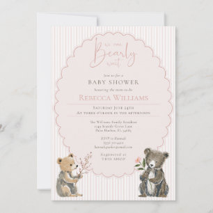 We can bearly wait Woodland Bear Baby Shower Invitation