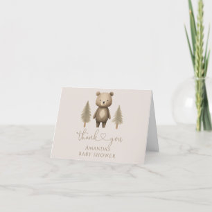 We Can Bearly Wait Woodland Bear Baby Shower Thank You Card