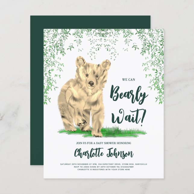 We Can Bearly Wait Woodland Bear Cub (Front/Back)