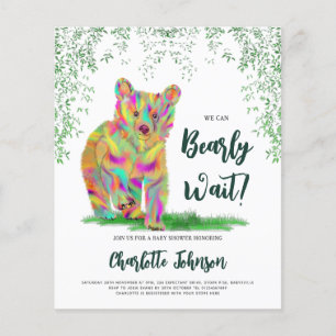 We Can Bearly Wait Woodland Foliage Colourful Bear Flyer