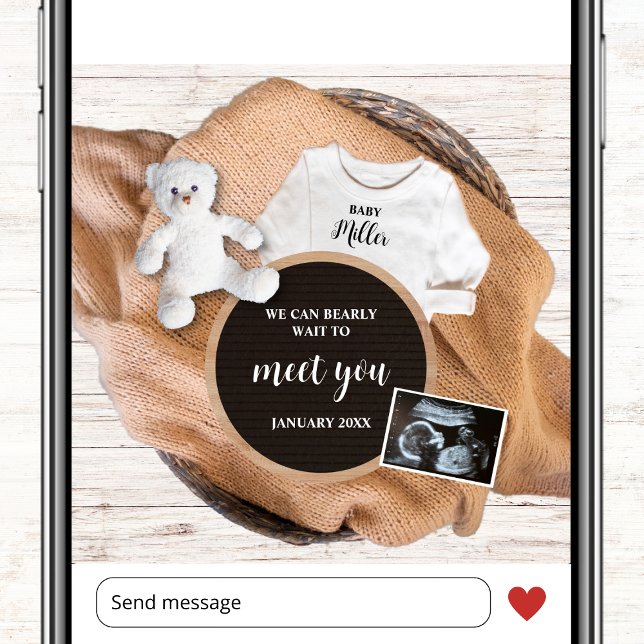 We Can Bearly Wait You  Cute Photo Pregnancy Announcement (We Can Bearly Wait You Cute Photo Pregnancy Announcement)