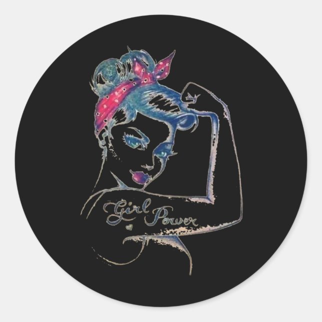 We Can Cure It  Rosie Riveter Breast Cancer Girl P Classic Round Sticker (Front)