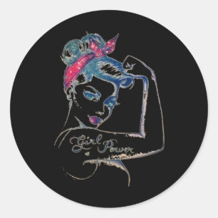 We Can Cure It Rosie Riveter Breast Cancer Girl Po Classic Round Sticker