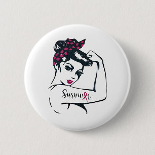 We Can Cure It Rosie Riveter Breast Cancer Survivo 6 Cm Round Badge