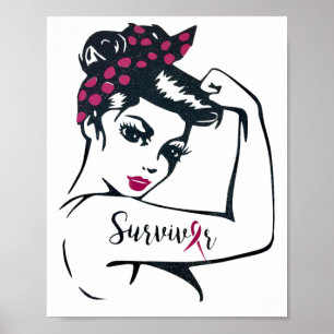 We Can Cure It Rosie Riveter Breast Cancer Survivo Poster