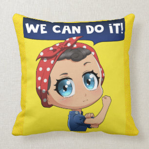 We Can Do It! Anime Rosie the Riveter Chibi Cushion