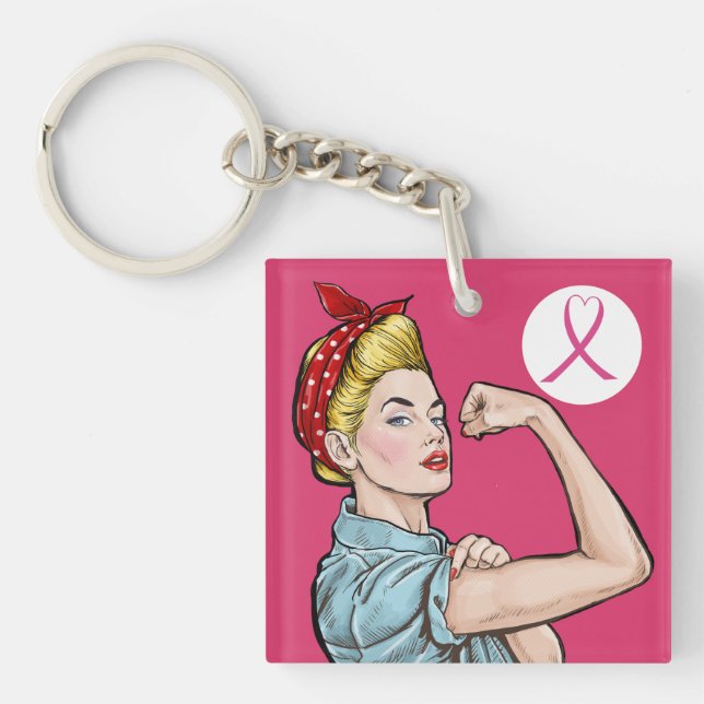 We Can Do It Cancer Awareness Keychain (Front)