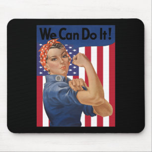 We Can Do It Rosie The Riveter Feminist Usa Flag R Mouse Pad