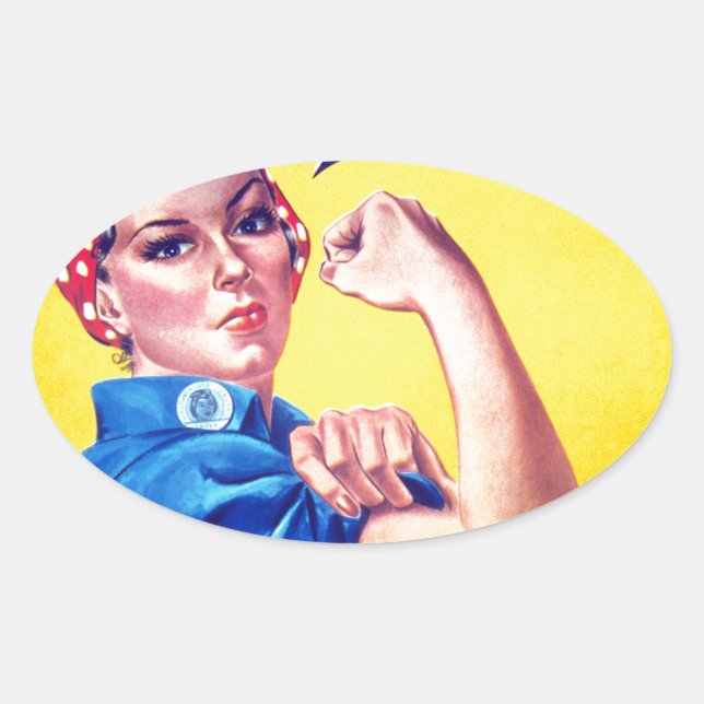 We Can Do It Rosie the Riveter Oval Sticker (Front)