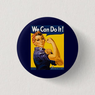 We Can Do It! Rosie the Riveter Vintage WW2 3 Cm Round Badge