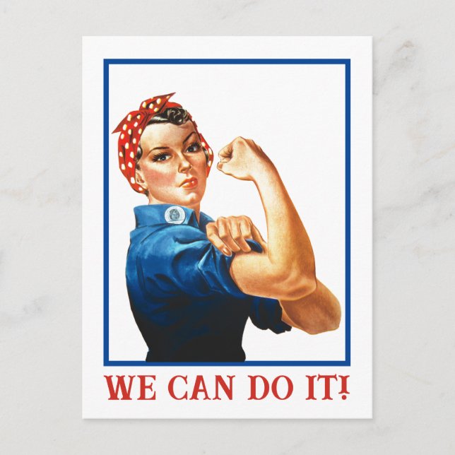 We Can Do It Rosie the Riveter Women Power WWII  Holiday Postcard (Front)