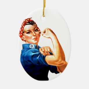 We Can Do It Rosie the Riveter WWII Propaganda Ceramic Tree Decoration