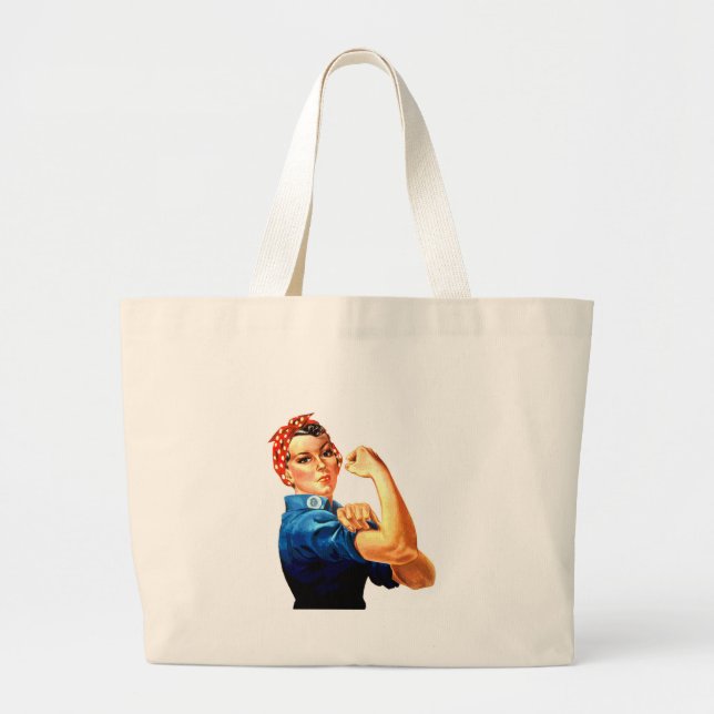 We Can Do It Rosie the Riveter WWII Propaganda Large Tote Bag (Front)
