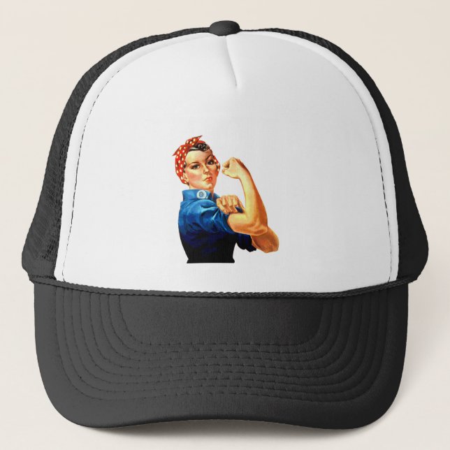 We Can Do It Rosie the Riveter WWII Propaganda Trucker Hat (Front)