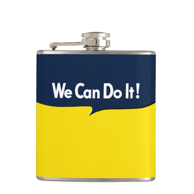 We Can Do it says Rosie Hip Flask (Front)
