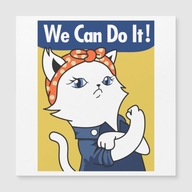 We Can Do It! White Cat Rosie the Riveter (Front)