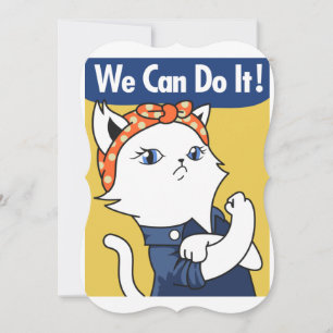 We Can Do It! White Cat Rosie the Riveter