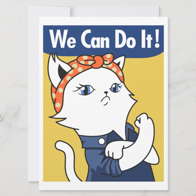 We Can Do It! White Cat Rosie the Riveter (Front)
