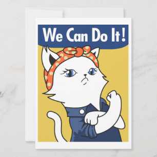 We Can Do It! White Cat Rosie the Riveter