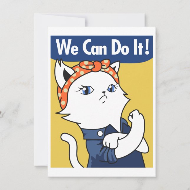 We Can Do It! White Cat Rosie the Riveter (Front)
