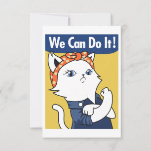 We Can Do It! White Cat Rosie the Riveter