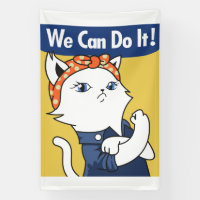 We Can Do It! White Cat Rosie the Riveter