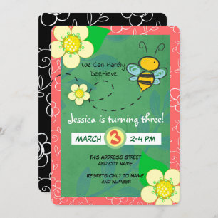 We Can Hardly Bee-Lieve Bee Birthday Invitation
