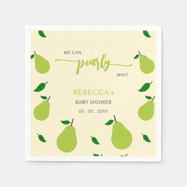 We Can Pearly Wait Fall Pear Baby Shower Napkin (Front)