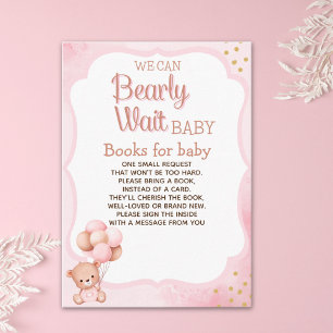 We can't wait any more Nice bear Rosa Baby shower Enclosure Card