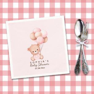We can't wait any more Nice bear Rosa Baby shower Napkin