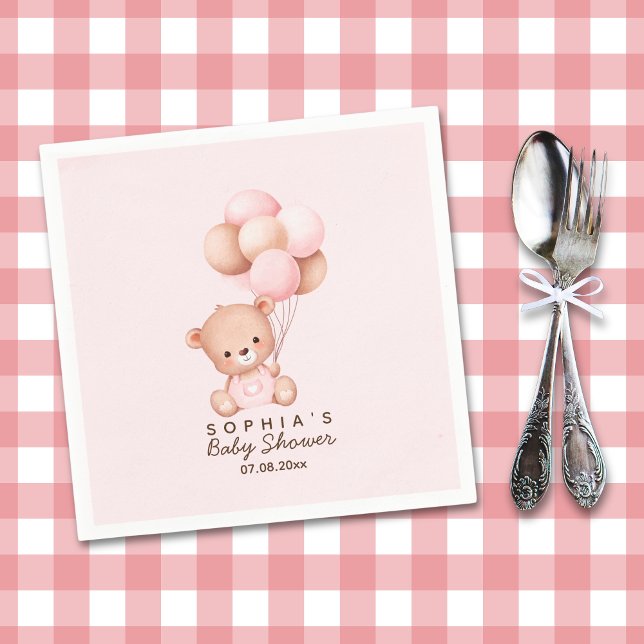 We can't wait any more Nice bear Rosa Baby shower Napkin (Creator Uploaded)