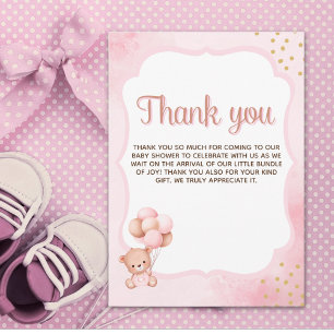 We can't wait any more Nice bear Rosa Baby shower Thank You Card