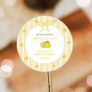 We Can't Wait to Squeeze You Lemon Baby Shower Classic Round Sticker