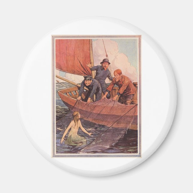 We Caught a Mermaid! Vintage Magnet (Front)