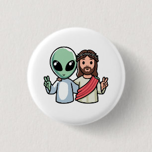 We come in peace 3 cm round badge