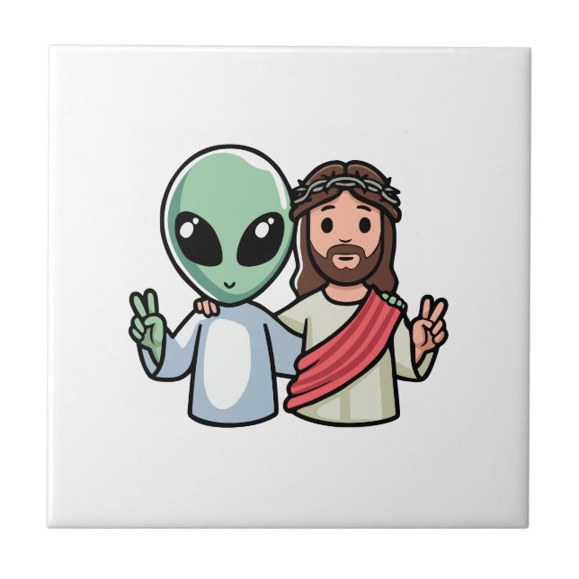 We come in peace ceramic tile (Front)