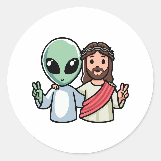 We come in peace classic round sticker (Front)